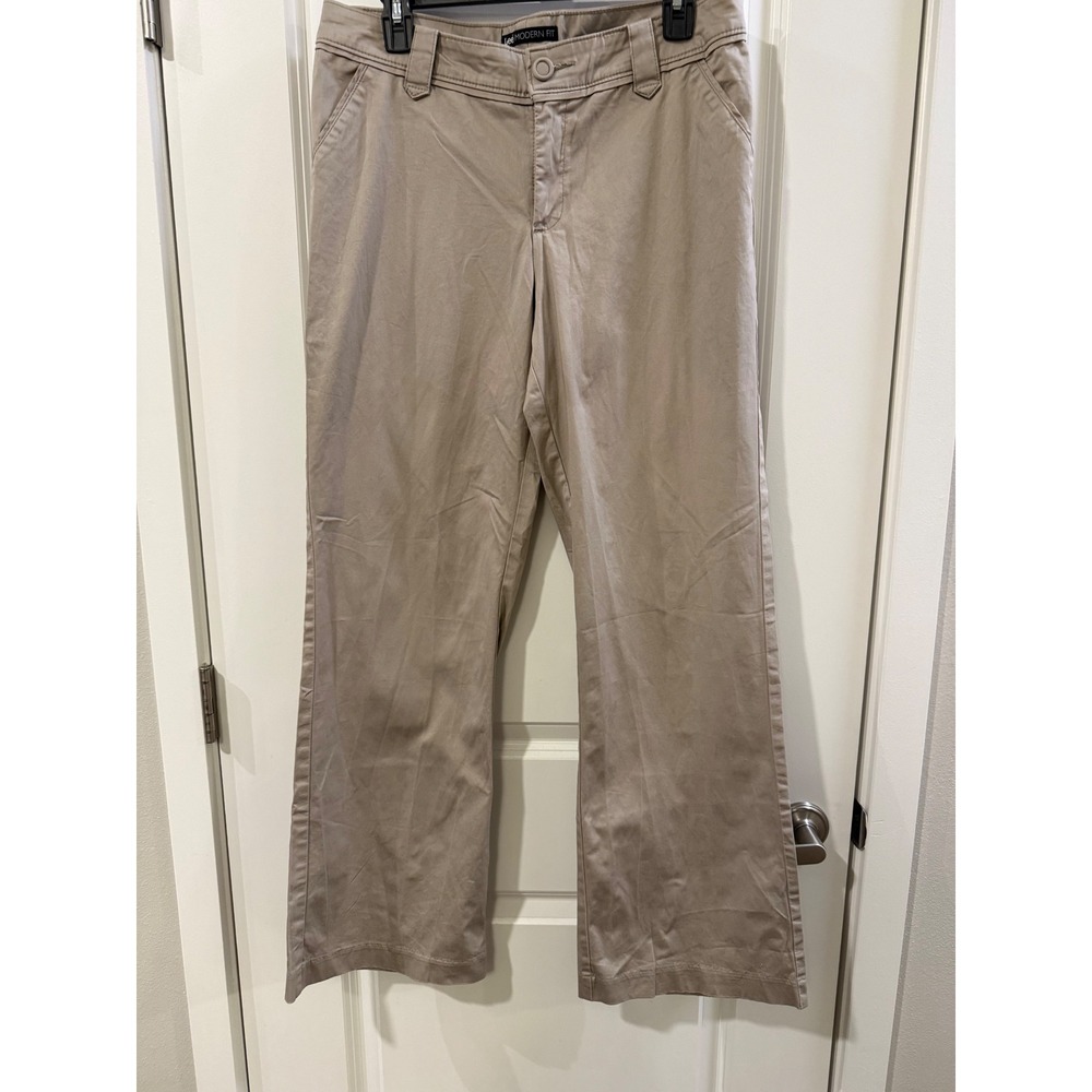 Lee Modern Fit Khaki Pants Womens 12‎ Medium Tan Straight Leg Stretch Trousers